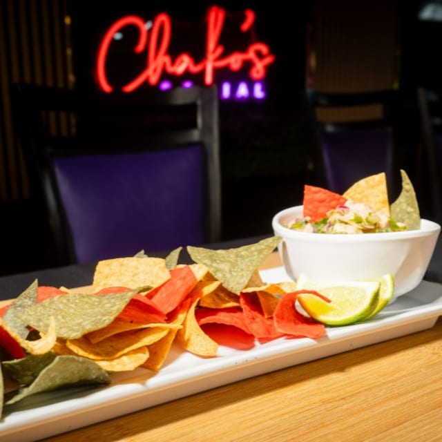  Ceviche Served with Tri-Color Tortilla Chips.